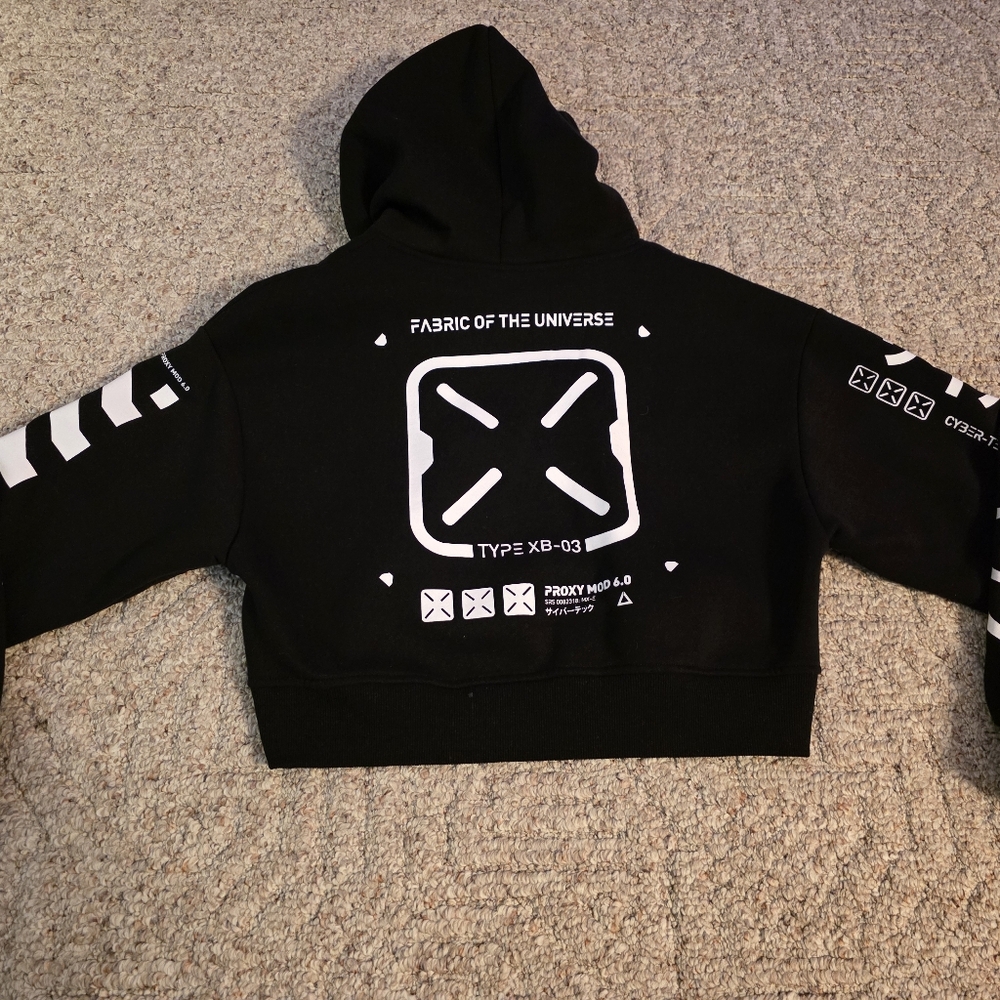 Fabric Of The Universe Womens Crop Hoodie Large - Picture 7 of 11